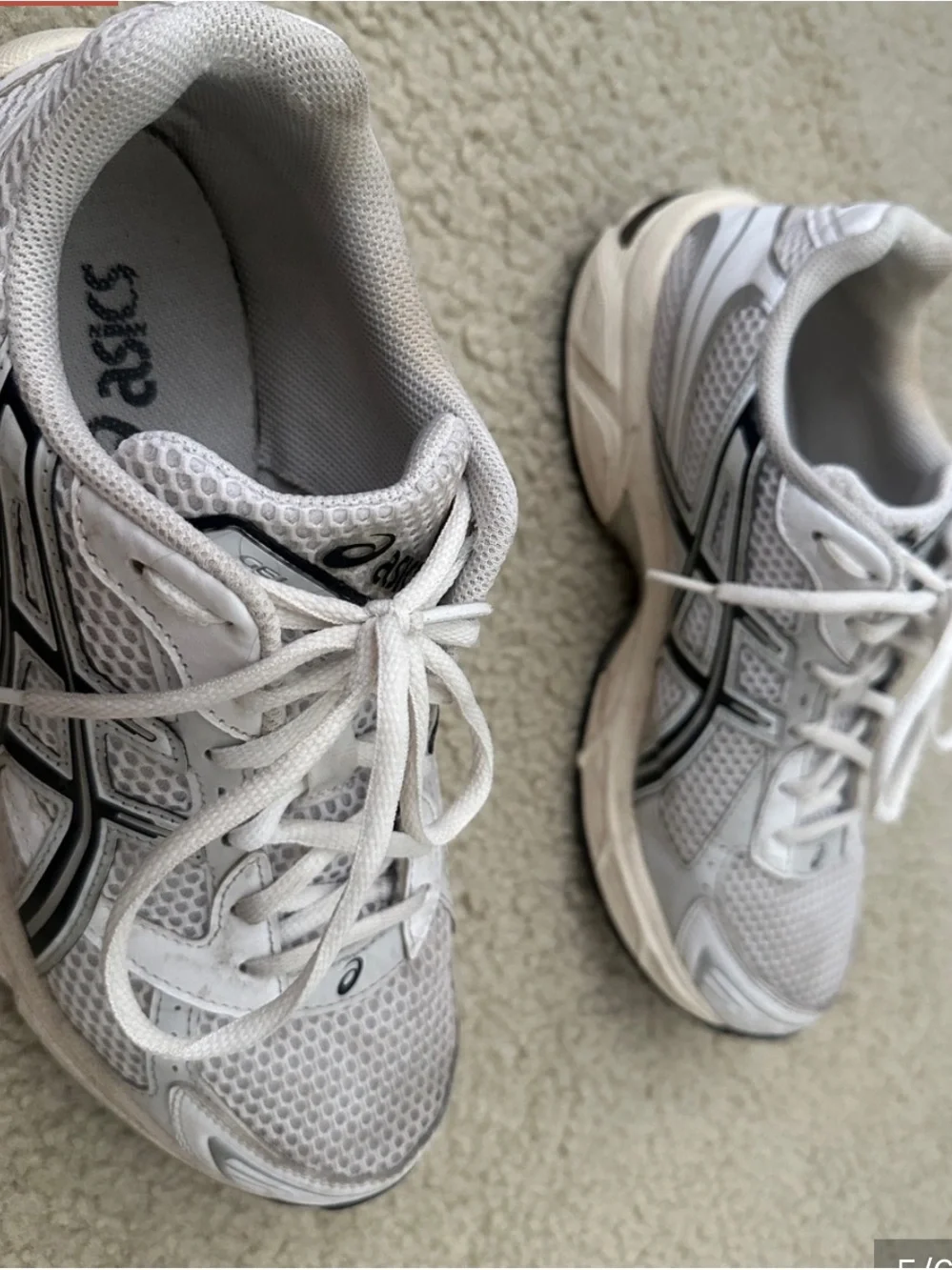 Asics White and Black Mesh Running Shoes